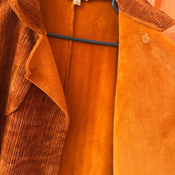 Davi & Dani boutique Corduroy velvet soft Trench Coat style rust orange duster - Picture 4 of 5